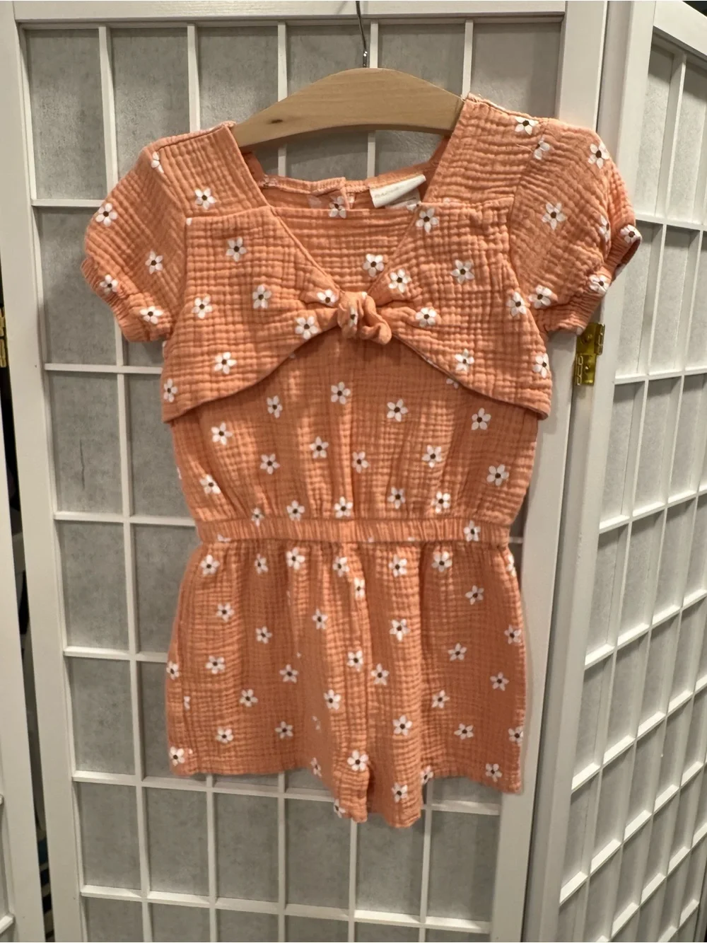 Rachel Zoe Girls' Peach Floral Romper